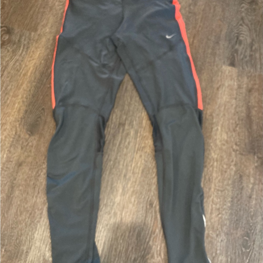 Nike Black Leggings with Orange Accents - Picture 3 of 4